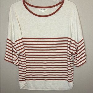 Casual Striped Women's Top - Orange and White